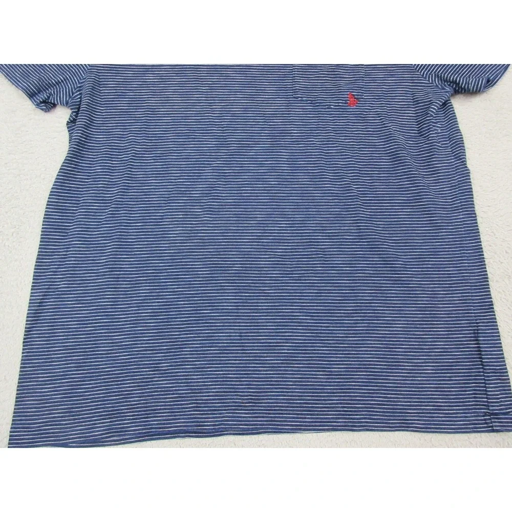 Polo Ralph Lauren Shirt Mens XL Blue Striped Pocket Logo Crew Neck Tee Cotton